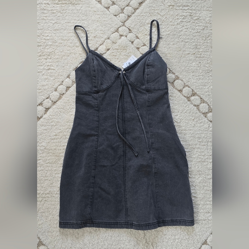 Hollister Dark Gray Spaghetti Strap Mini Dress